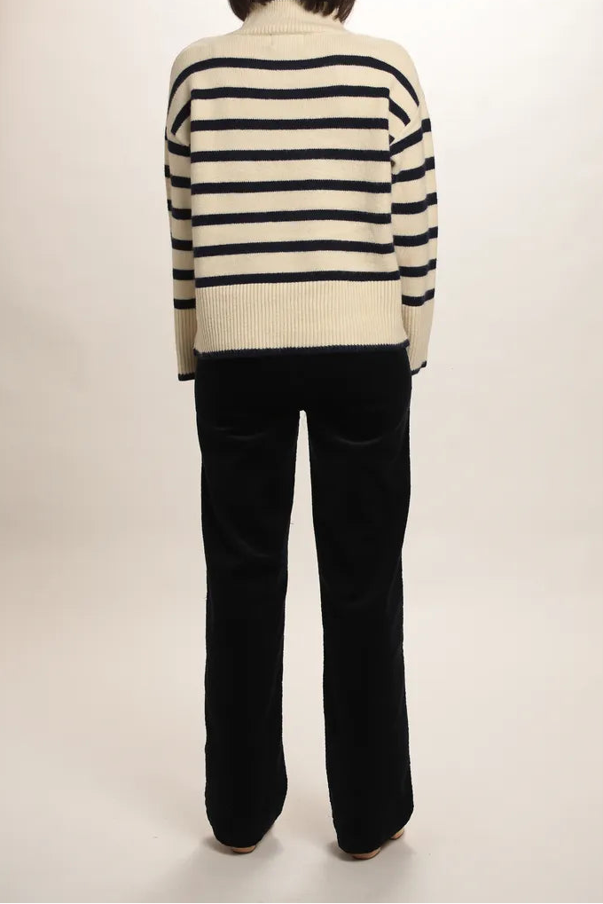 Pull Monroe rayé beige/bleu marine