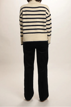 Pull Monroe rayé beige/bleu marine