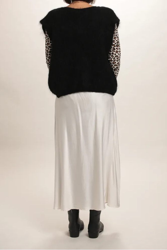 Gilet Aristide à bouton mohair noir