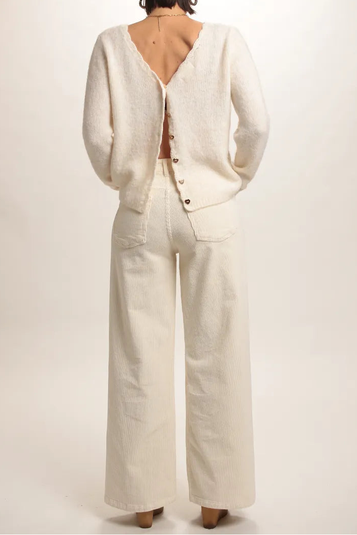 Pull Marion dos en V Crème