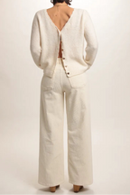 Pull Marion dos en V Crème