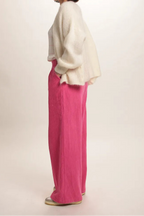 Pantalon Daphnée velours côtelé rose