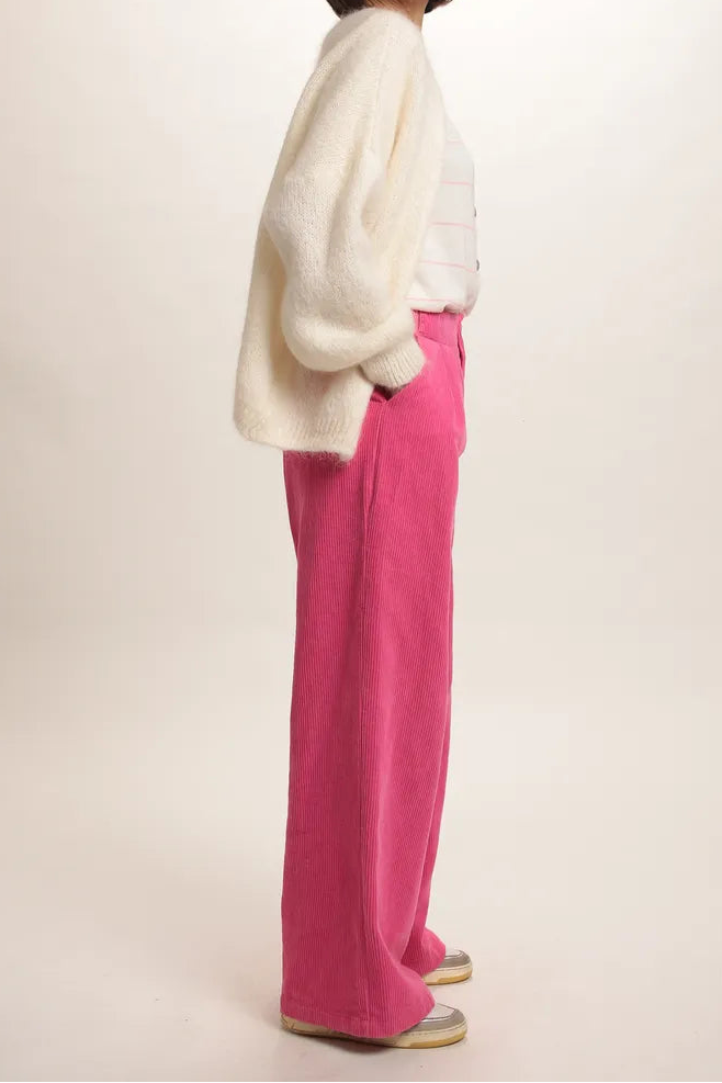 Pantalon Daphnée velours côtelé rose