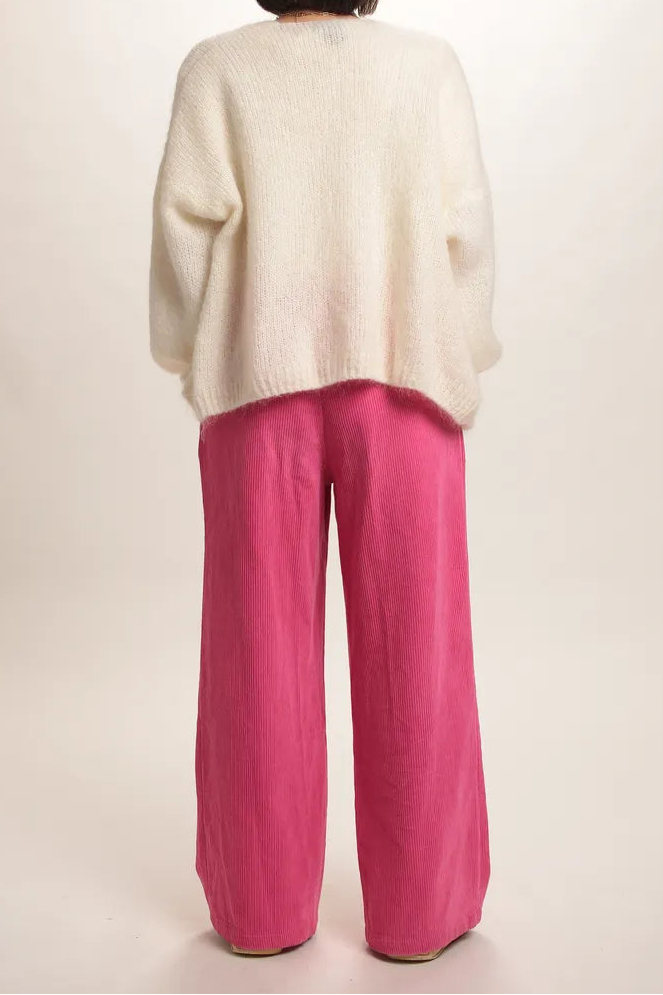Pantalon Daphnée velours côtelé rose