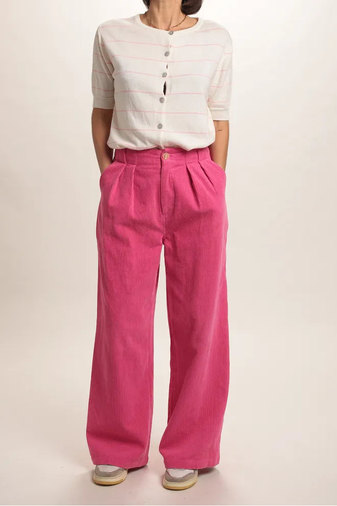 Gilet Marie manche courte rayé Rose