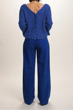 Pull Marion dos en V Bleu royal