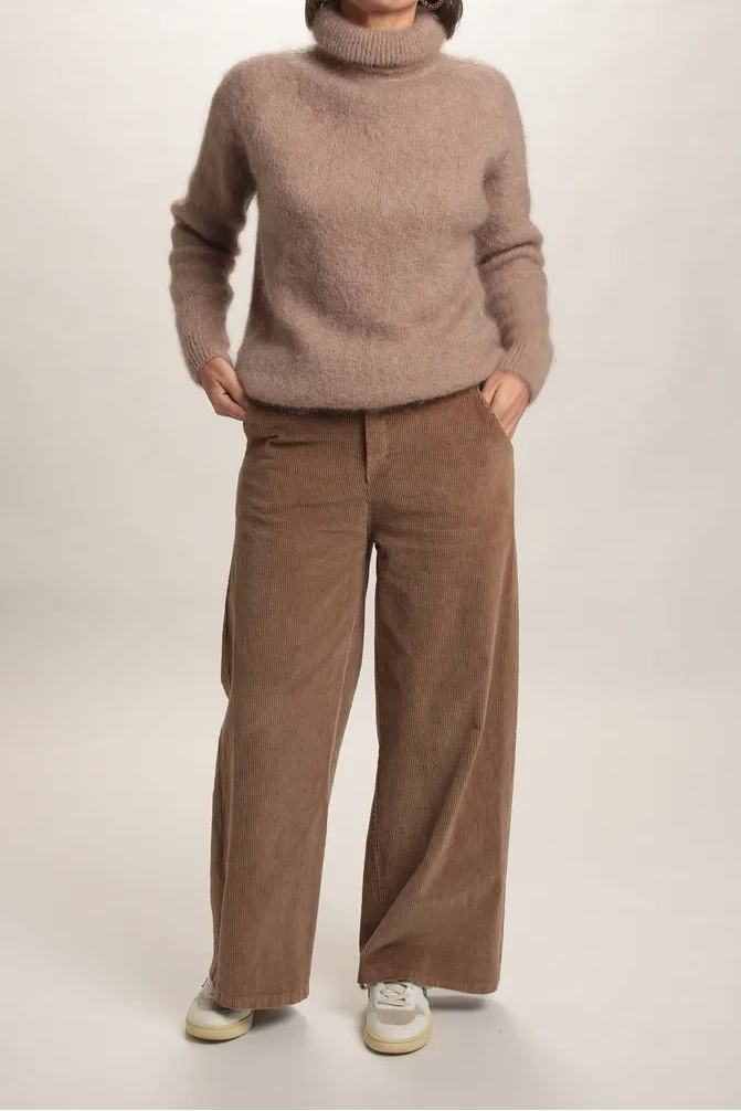 Pull col roulé Aspen Mohair taupe