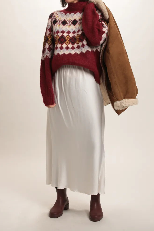 Pull Courchevel Blanc Bordeaux