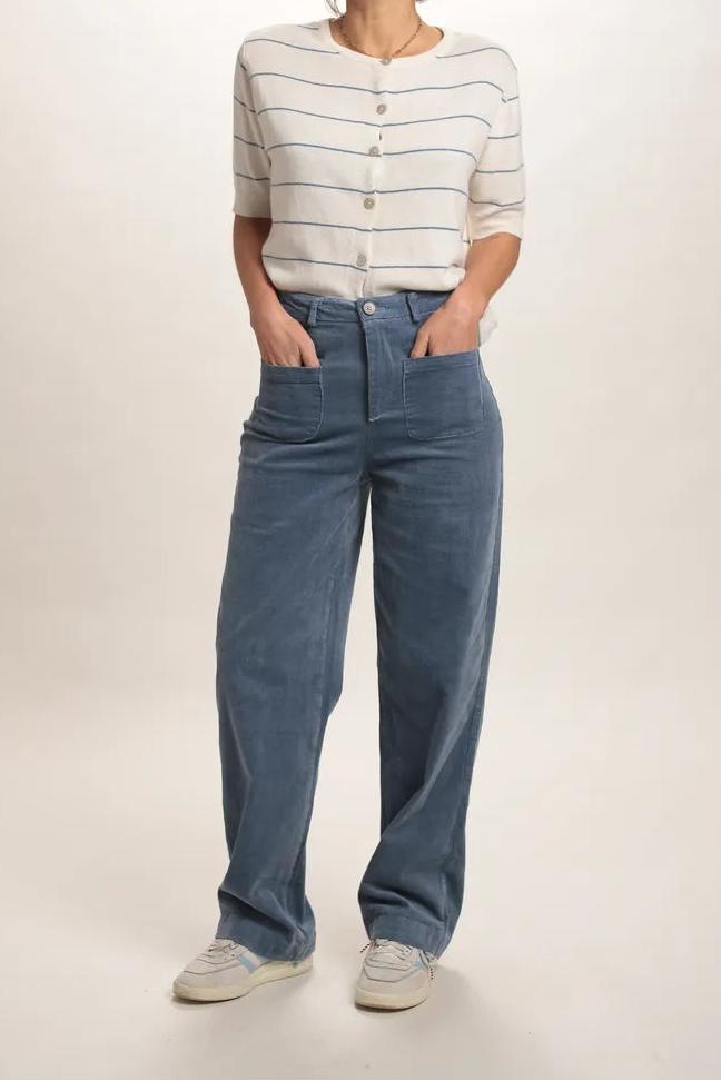 Gilet Marie manche courte rayé Bleu Jeans