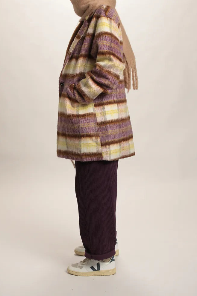 Manteau Vivia à carreaux Mauve