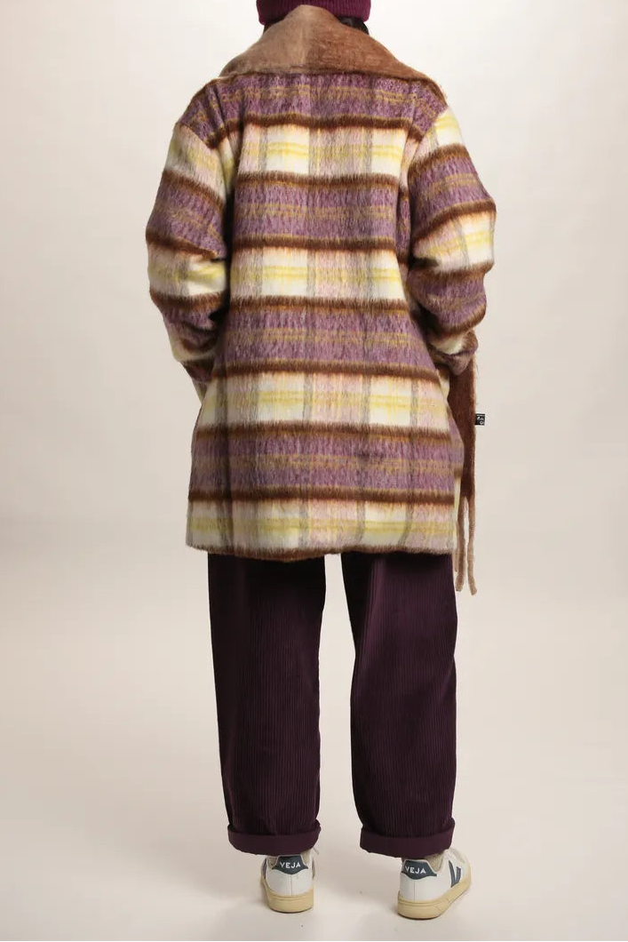 Manteau Vivia à carreaux Mauve