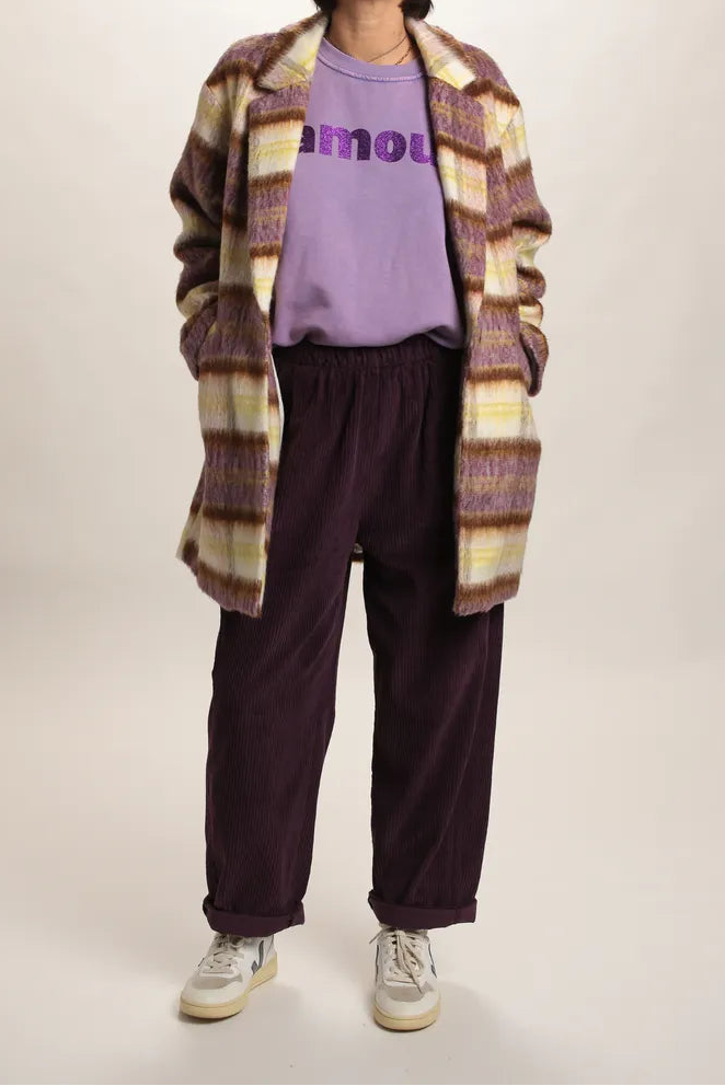 Manteau Vivia à carreaux Mauve