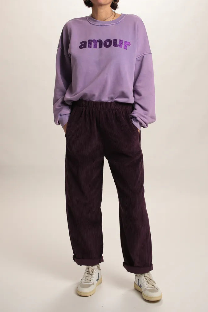 pantalon Arty velours Prune