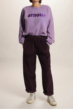 pantalon Arty velours Prune