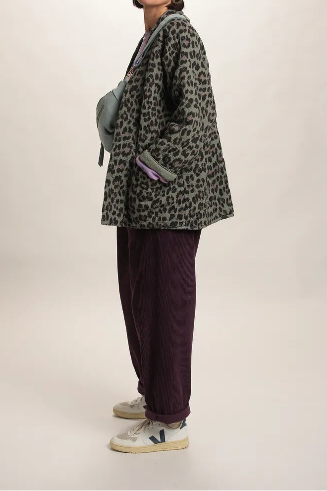 Veste Yoko Kimono Leopard Kaki