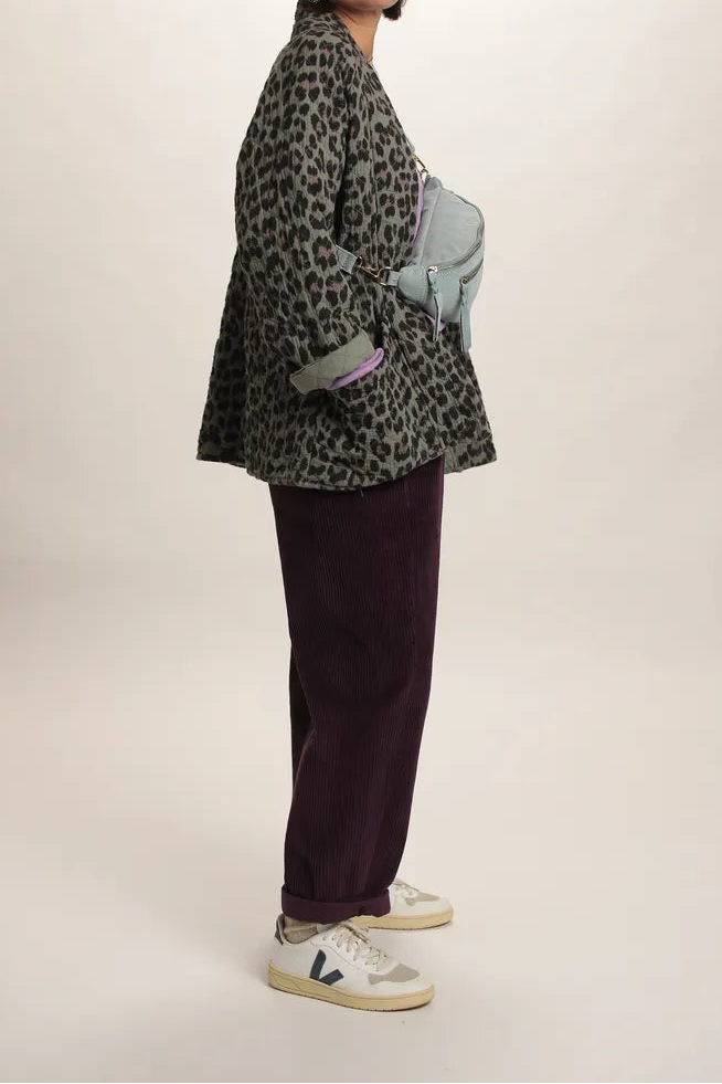 Veste Yoko Kimono Leopard Kaki