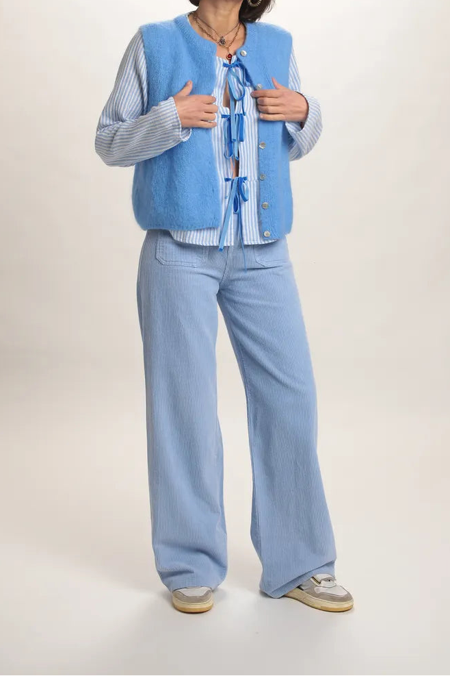 Gilet Chantal mohair bleu jeans