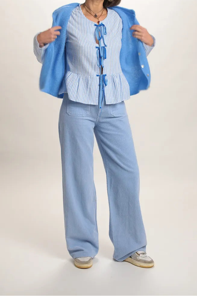 Gilet Chantal mohair bleu jeans