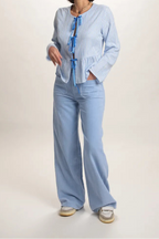 Chemisier Constance rayé bleu ciel