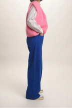 Gilet Aristide à bouton mohair rose