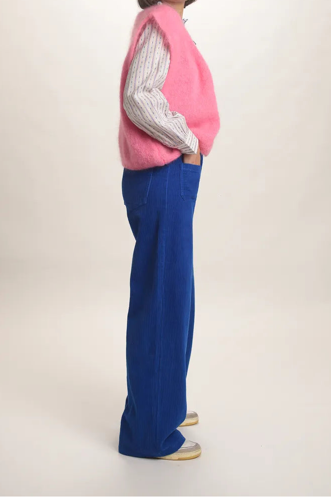 Gilet Aristide à bouton mohair rose
