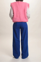 Gilet Aristide à bouton mohair rose