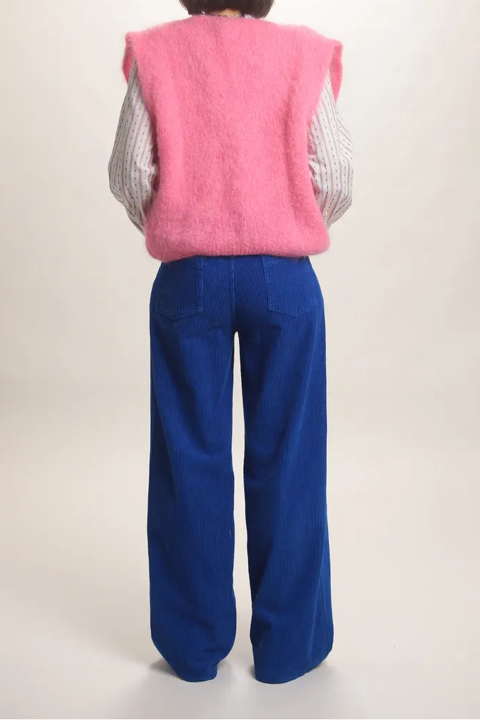 Gilet Aristide à bouton mohair rose