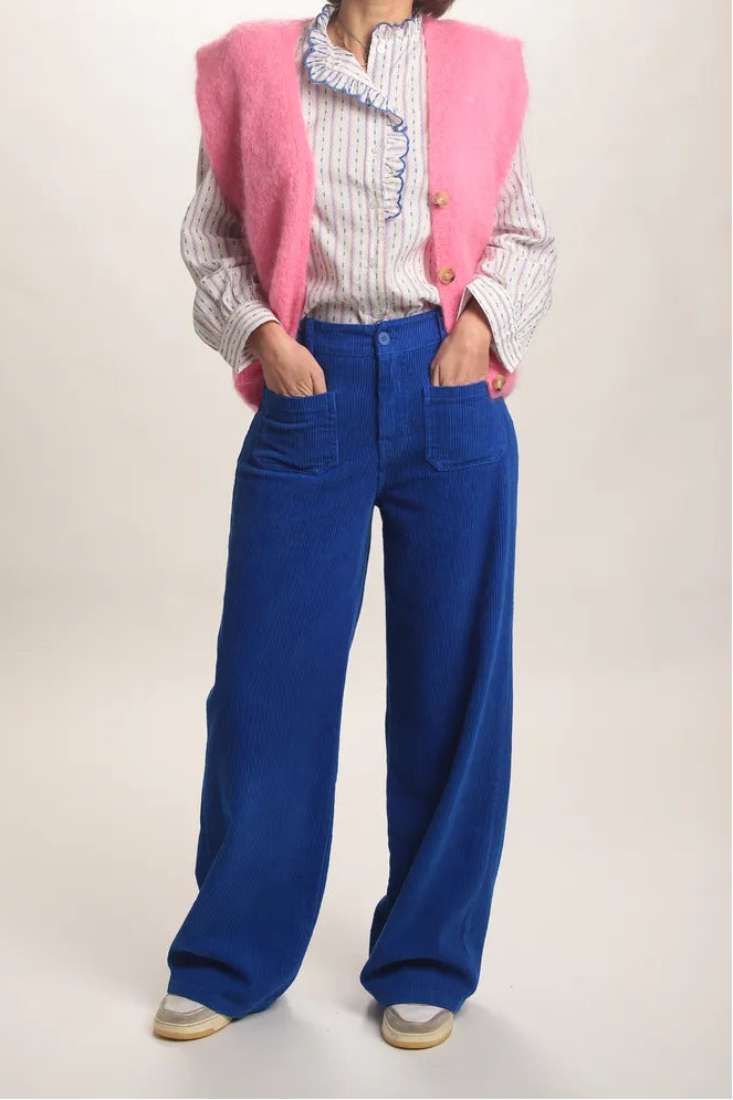 Gilet Aristide à bouton mohair rose