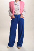 Gilet Aristide à bouton mohair rose