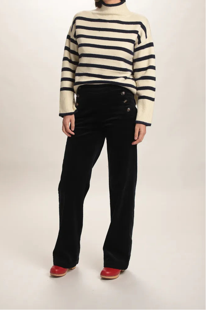 Pull Monroe rayé beige/bleu marine