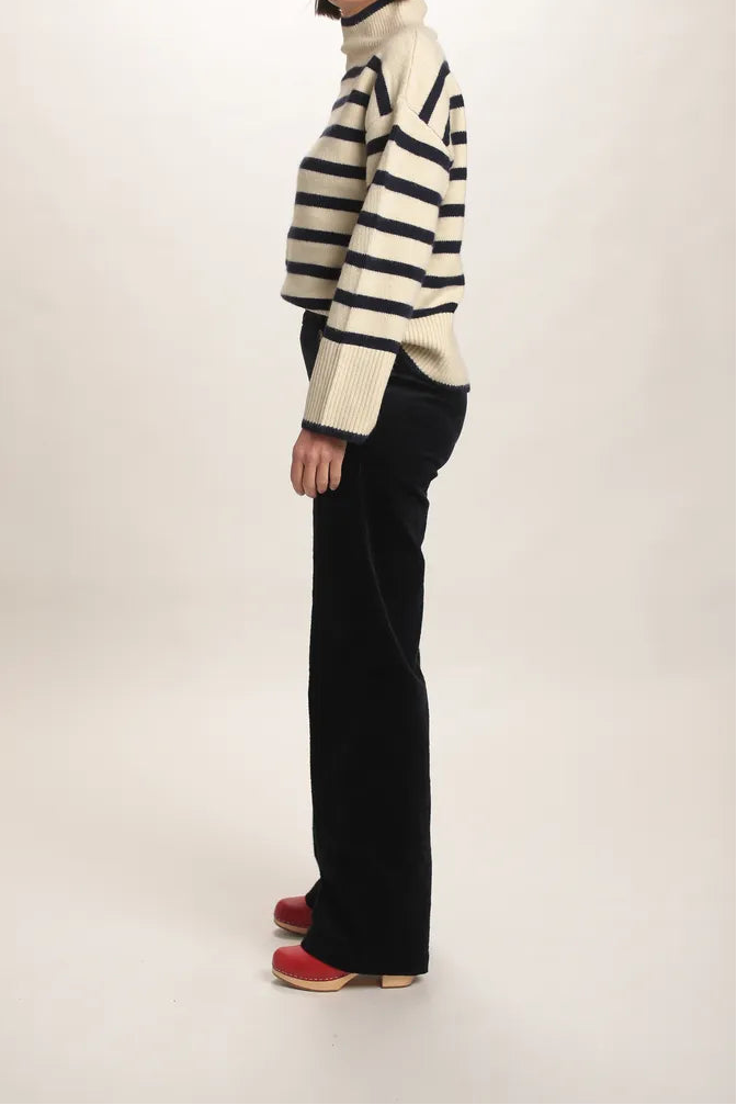 Pull Monroe rayé beige/bleu marine