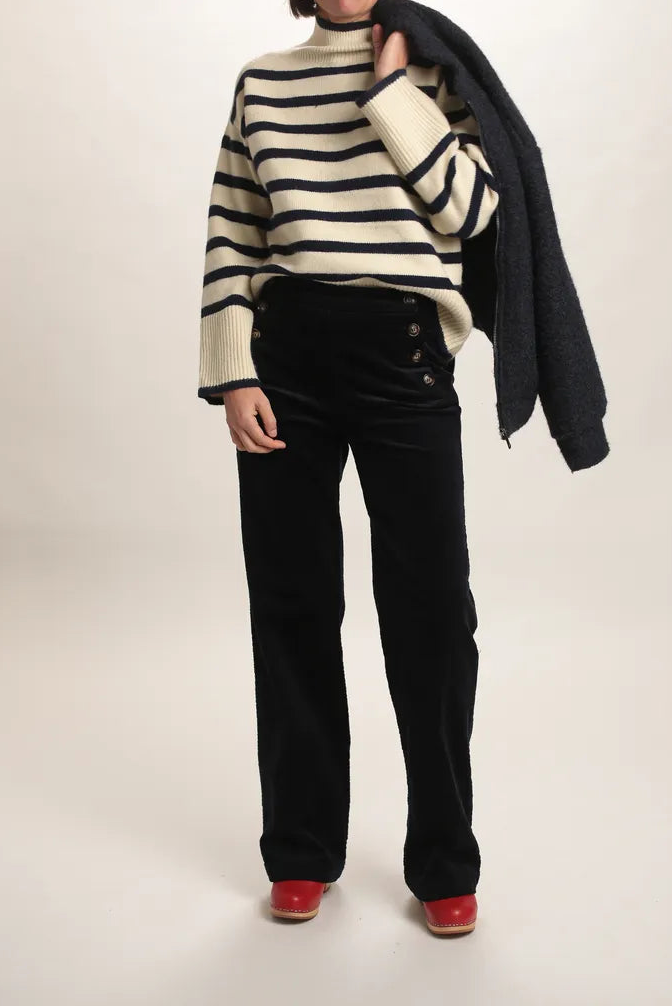 Pull Monroe rayé beige/bleu marine