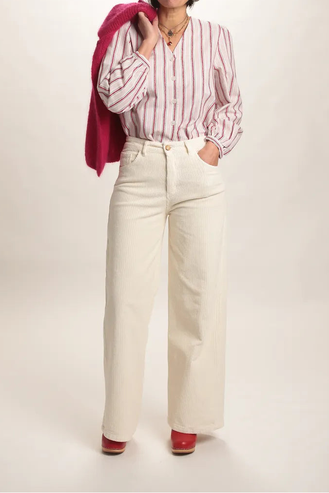 Pantalon Sunny Velours côtelé Ecru