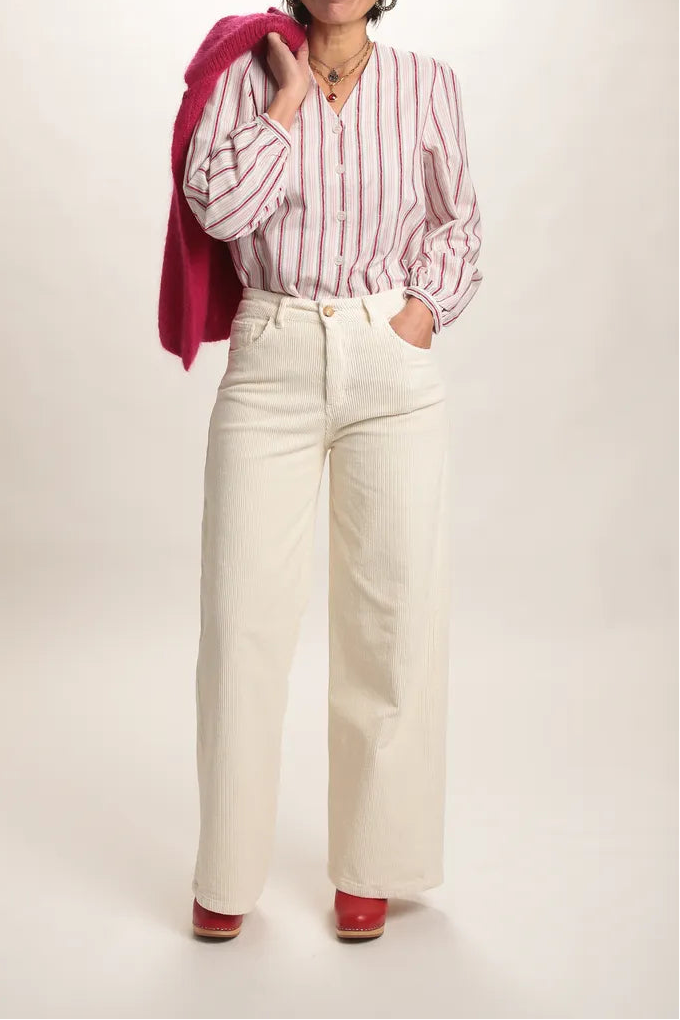 Chemise Toniño rayée blanc/rouge