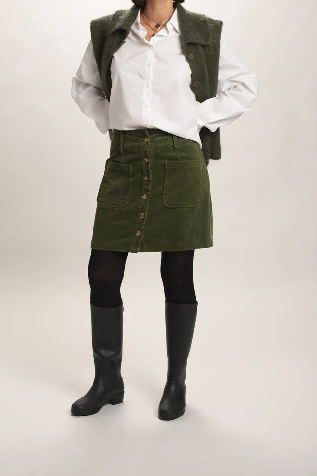Jupe Jerry velours cotelé Kaki