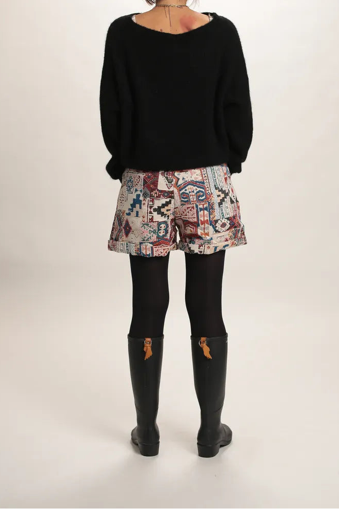 Pull Suzanne mohair col bateau Noir