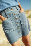 Jupe "Jerry" en velours côtelé bleu jeans