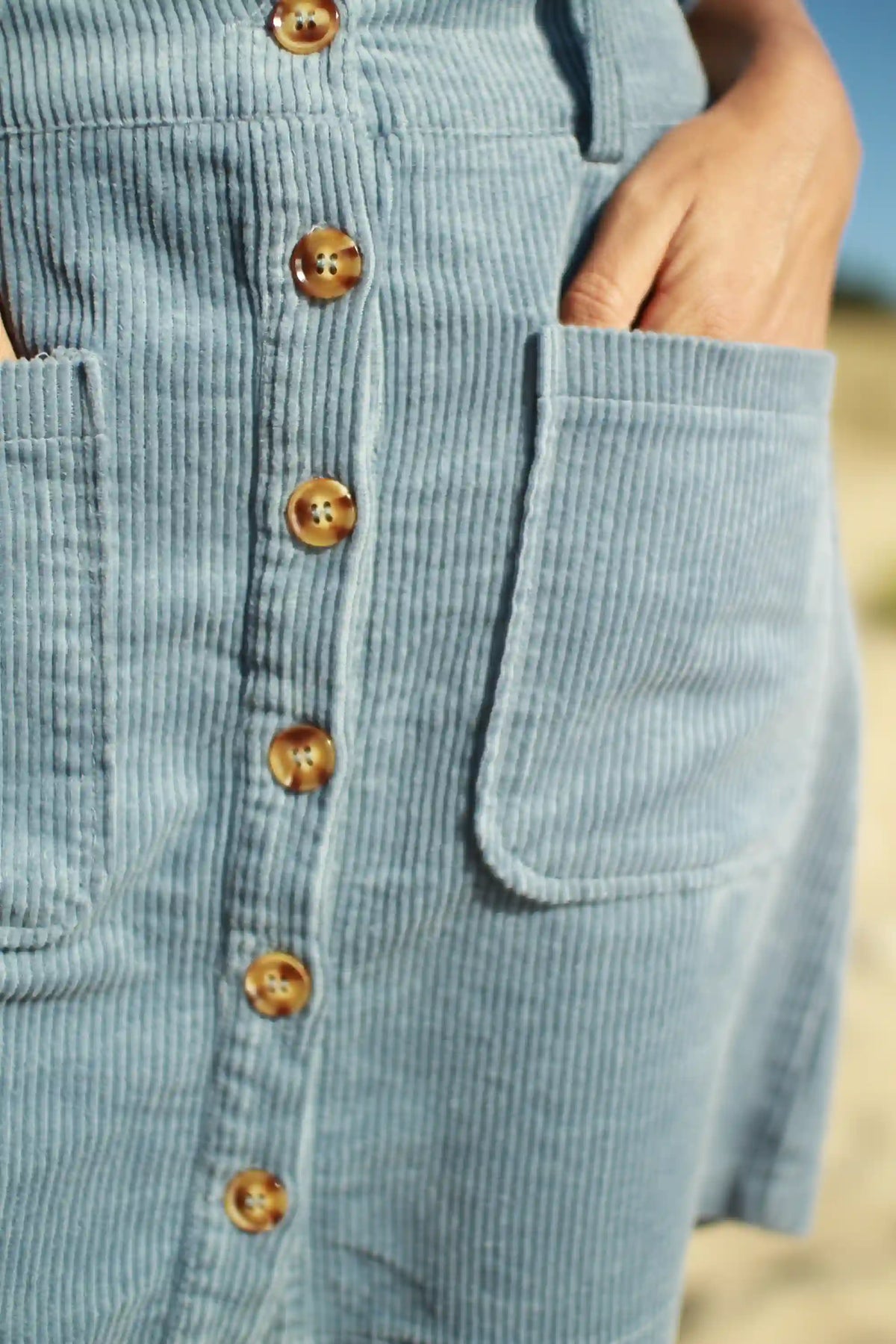 Jupe "Jerry" en velours côtelé bleu jeans