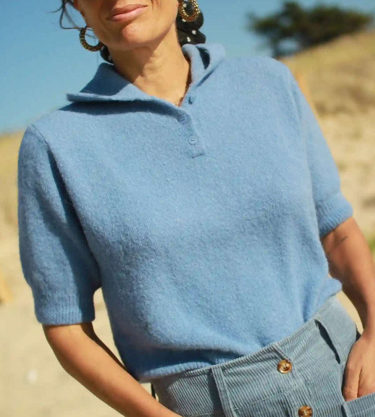 Pull polo "Damian" bleu lavande