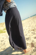 Jupe "Tess" longue fendue bleu marine