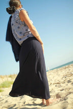 Jupe "Tess" longue fendue bleu marine