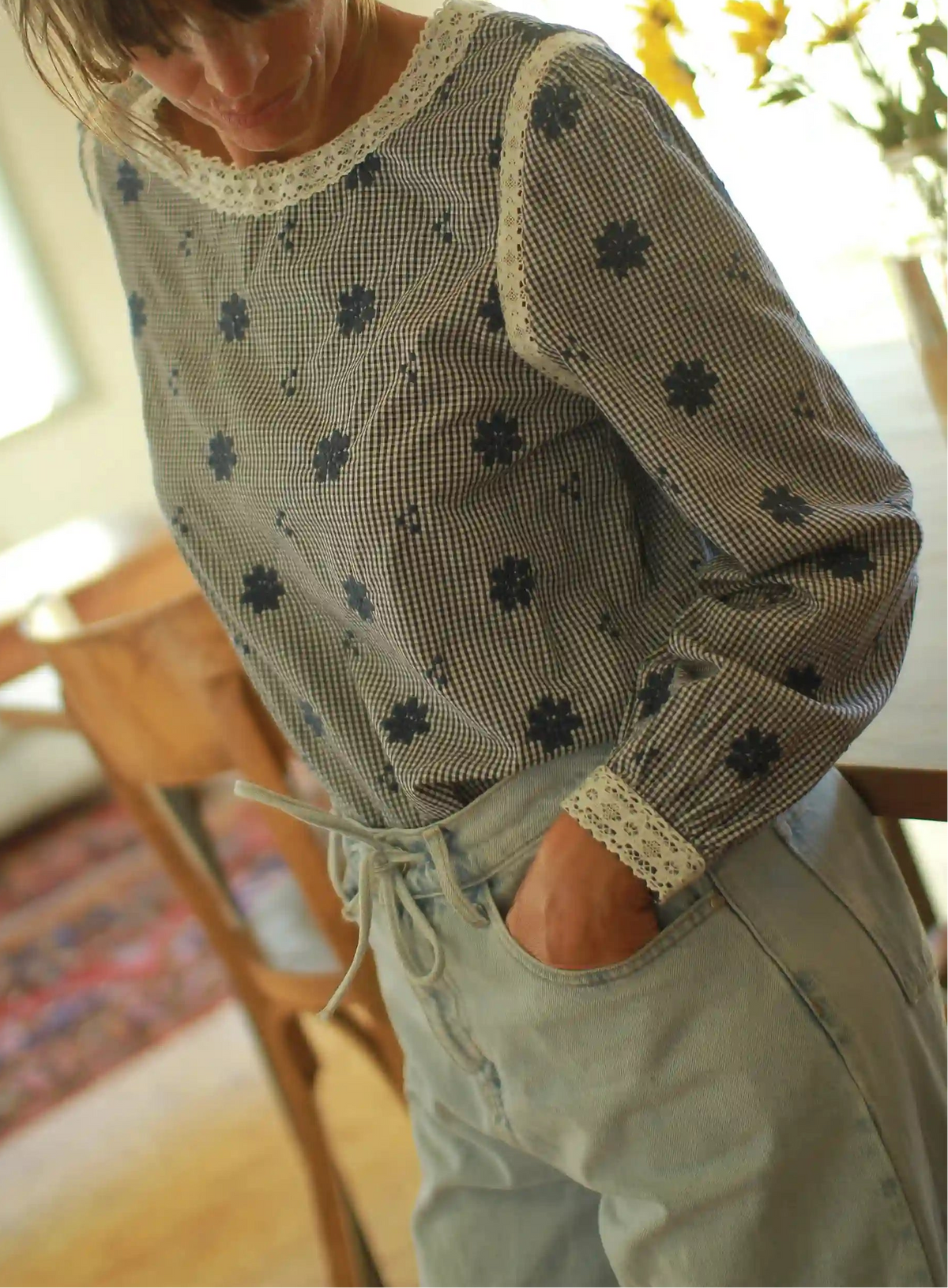 Chemisier "Garance" Coton Vichy Marine