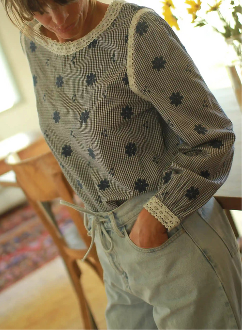 Chemisier "Garance" Coton Vichy Marine