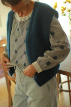 Gilet "Grace" Bleu outre-mer Mohair