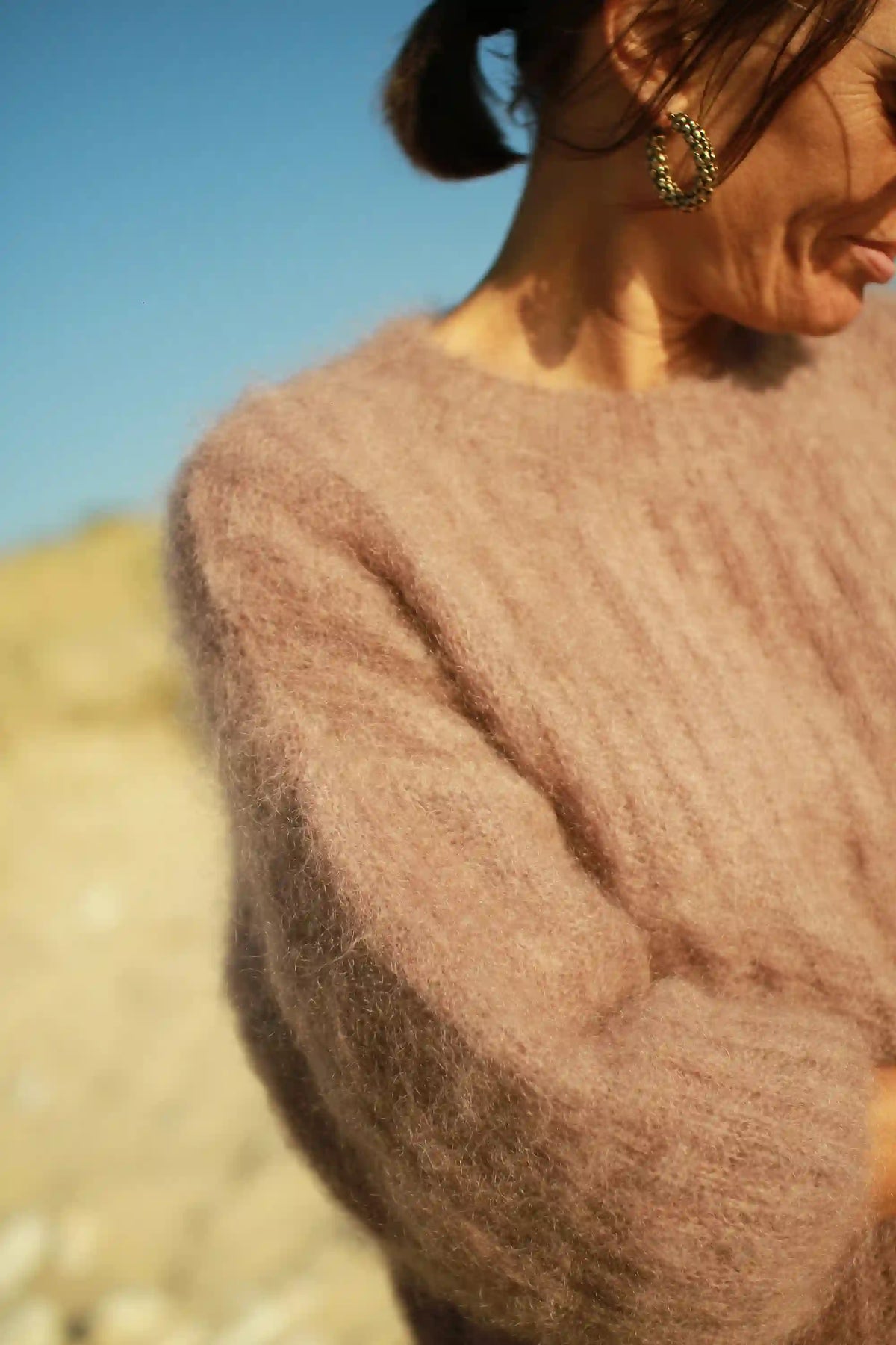 Pull "Jackie" Taupe en kid Mohair
