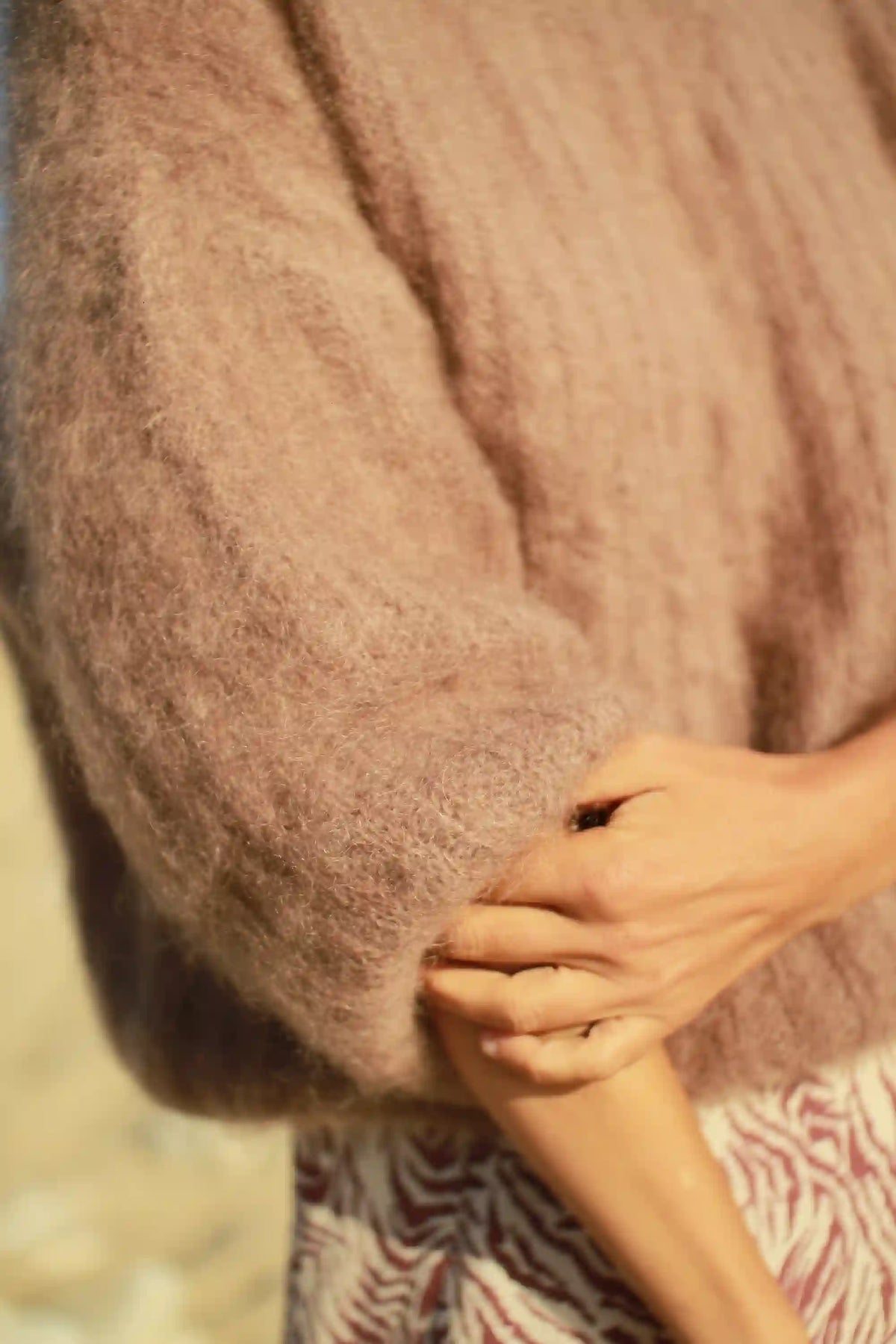 Pull "Jackie" Taupe en kid Mohair