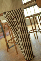 Pantalon "Hana" Coton Rayée chocolat/blanc