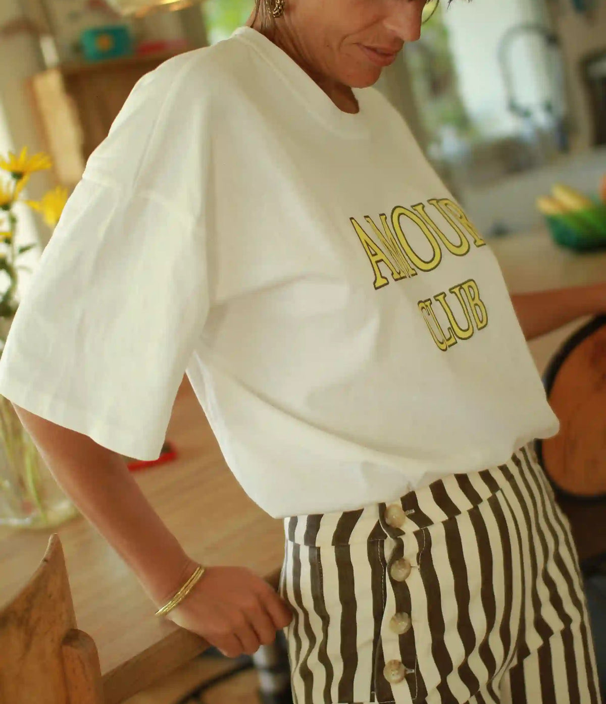 T-shirt "Amour Club" blanc/jaune