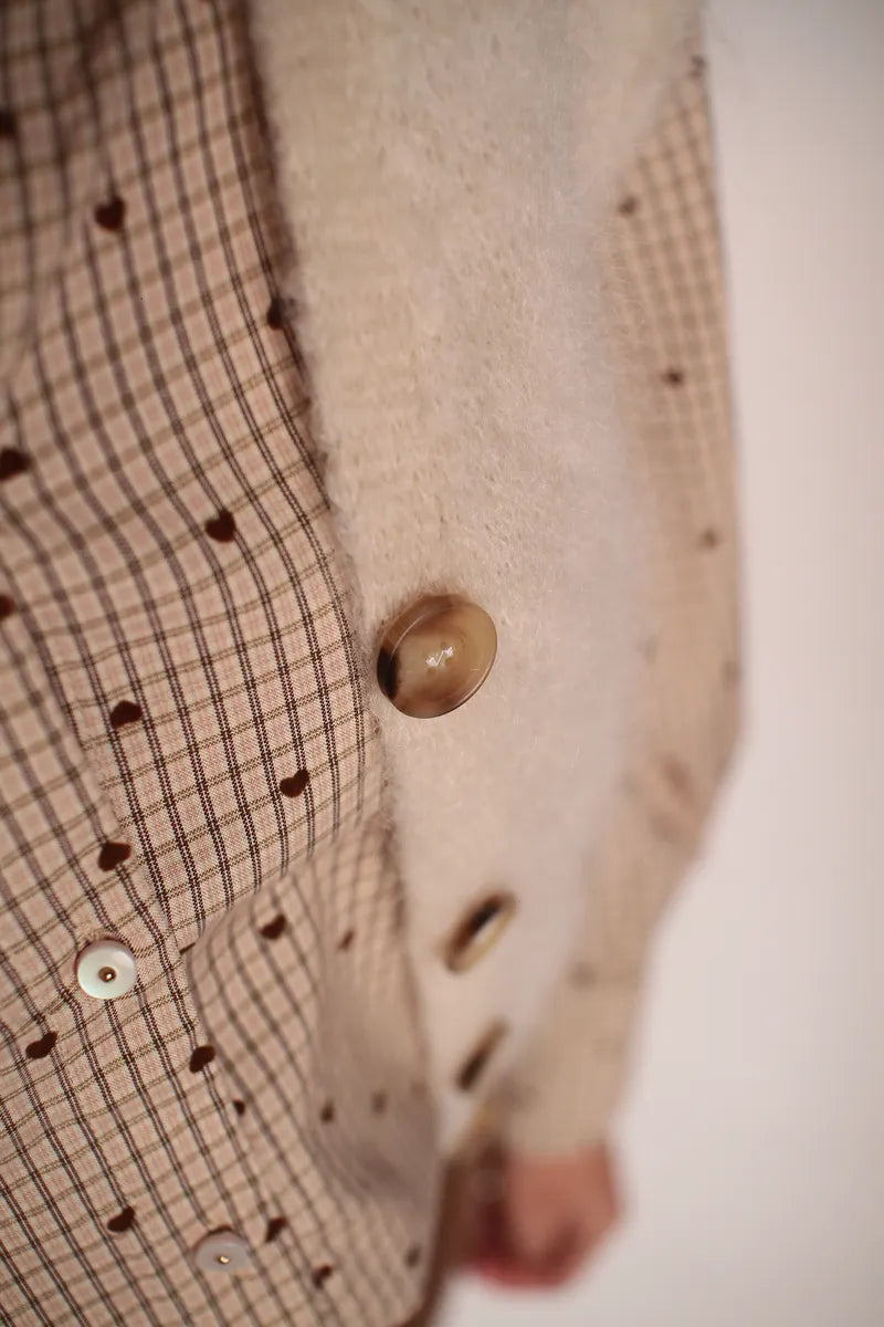 Gilet Aristide à bouton mohair beige