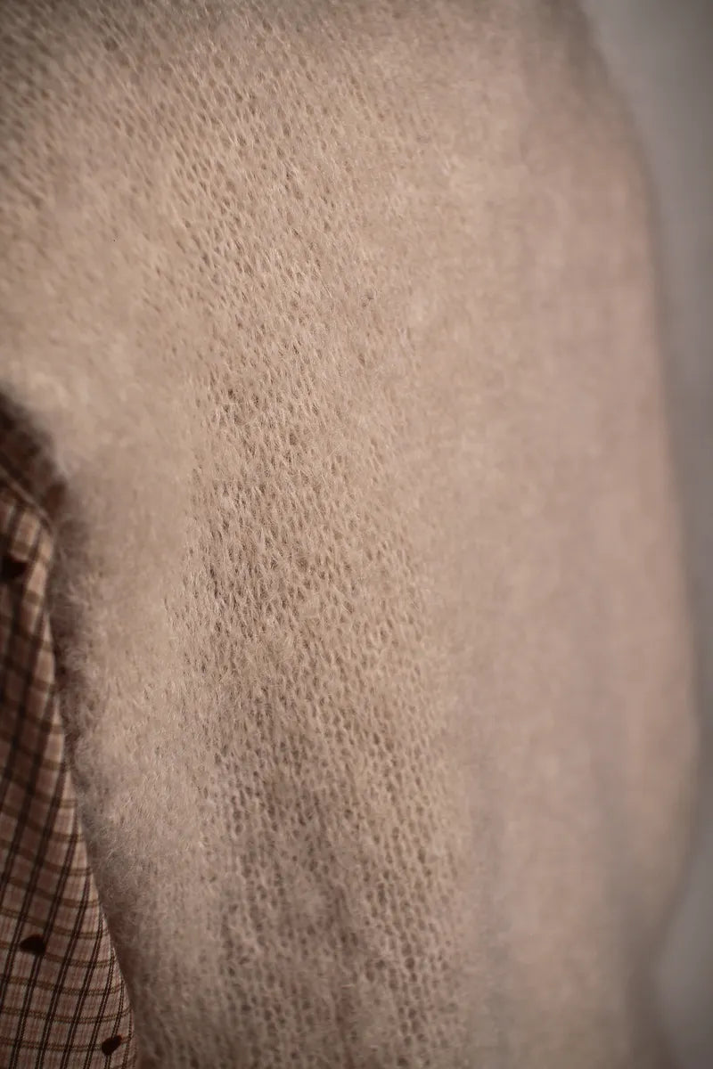 Gilet Aristide à bouton mohair beige